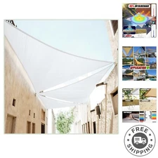 12' x 12' x 12' White Triangle CTAPT12 Sun Shade Sail Canopy Mesh Fabric UV B...