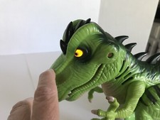 Jurassic World JW T Rex Dinosaur Hasbro Electronic Roar Light Up Green Works EUC