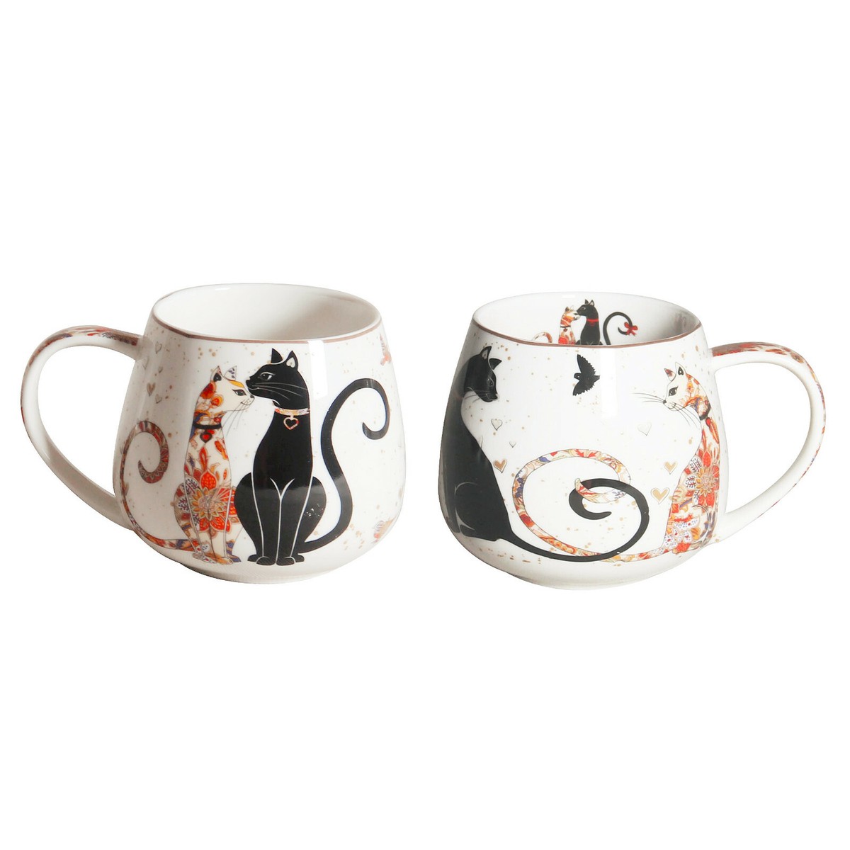 PNC Mug 400mL Embossed Cat Couple Fine Bone China CW1200N for sale