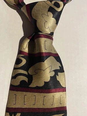 Roberta Collection Men’s 100% Silk Tie Blue/Gold/Silver Abstract Made In Italy - Image 1 of 4