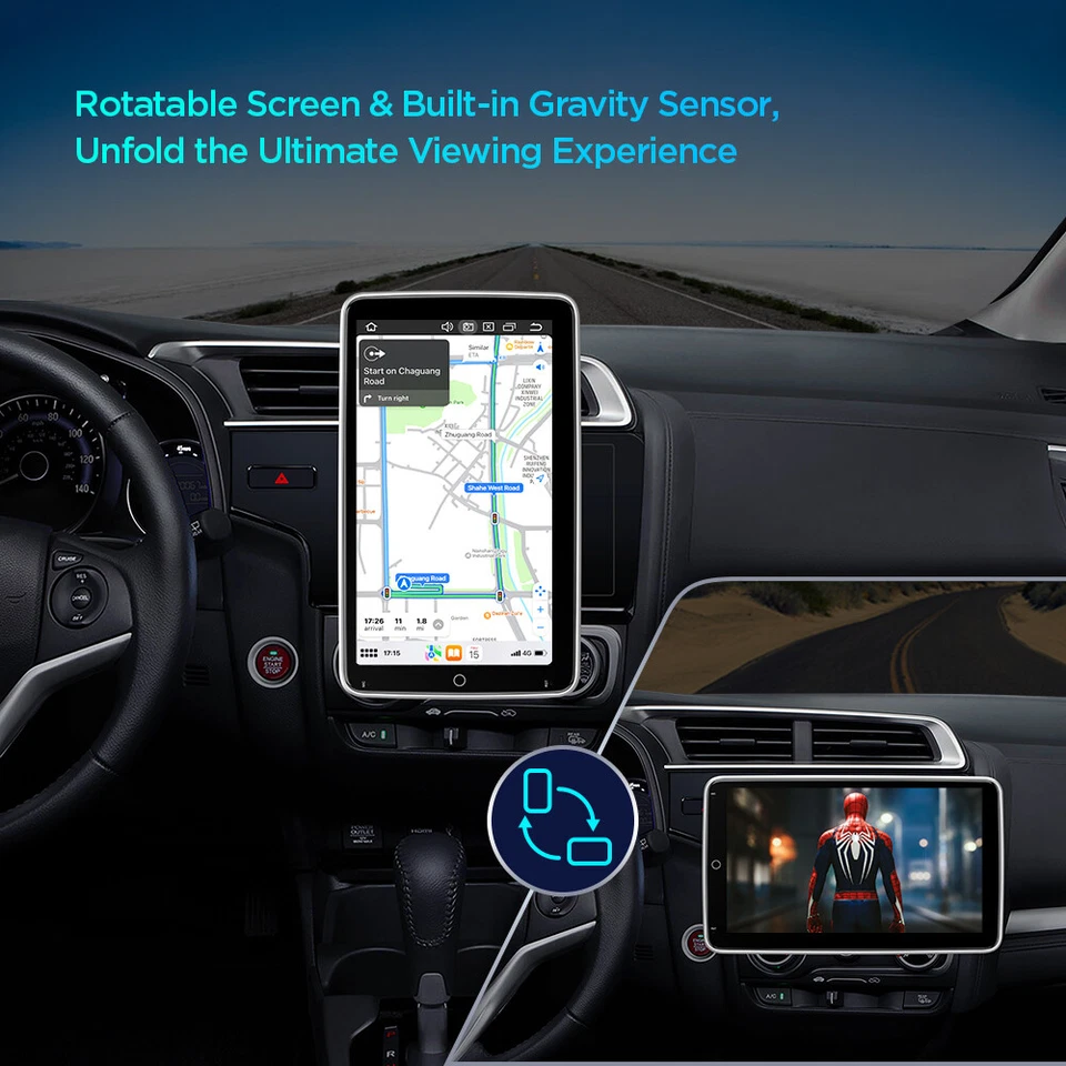 Double 2DIN Rotatable 10.1'' Android 12 8Core 64G DSP Car Stereo Radio GPS Wifi - Image 3 of 4