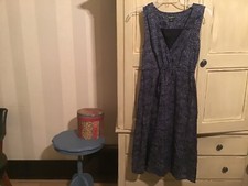 Eddie Bauer navy cotton small print Lined sleeveless dress S NWOT