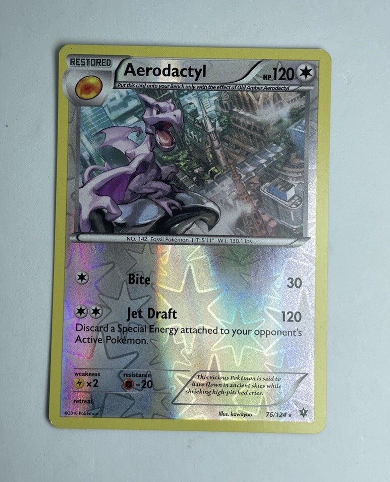 restored pokemon cards Aerodactyl (76/124) [XY: Fates Collide] Heavily Played