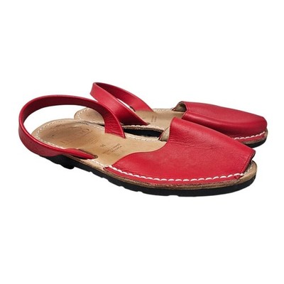 Mibo 36 Avarca Menorquina Red Leather Sandal Comfort Boho Casual Coastal 
