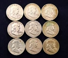New ListingLot of 9 Silver Franklin Half Dollars 50¢