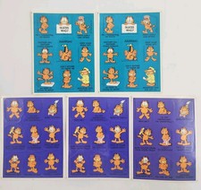1978 Garfield Cat Stickers Retro Vintage Original 5 Sheets 4 1/2" x 6" NOS