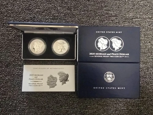 2025 Morgan and Peace Dollar Reverse Proof Two-Coin Set with box and COA