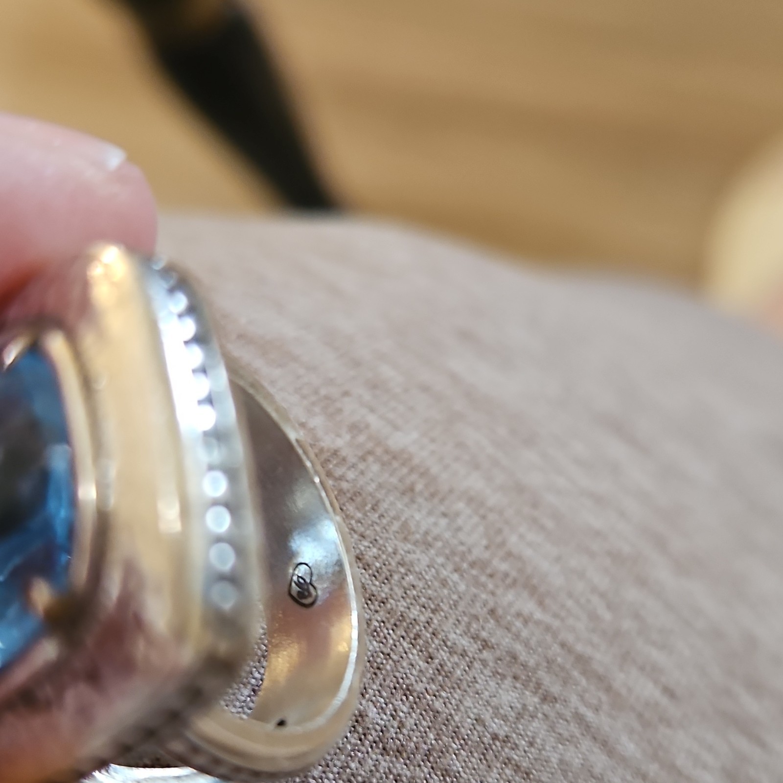 Brighton Ring Rectangular Blue Silver plated size… - image 4