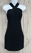 Aritzia Babaton Sculpt Knit Criss Cross Stretch Bodycon Mini Dress Black Medium