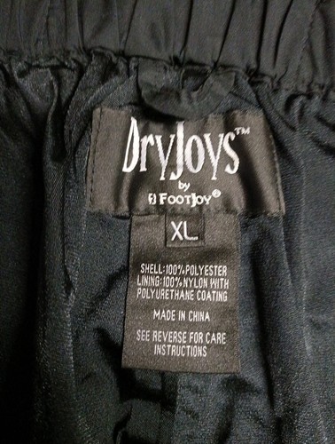 Dryjoys By Footjoy Pants Mens XL Wind Rain Golf Zip Tear Away Snap Lined - Picture 7 of 12