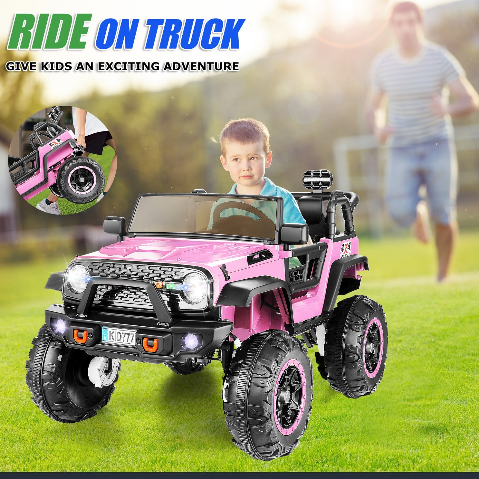 Kids Car Toy 24V Heavy Duty Ride on Truck with Remote Bluetooth LED Lights Gift~
