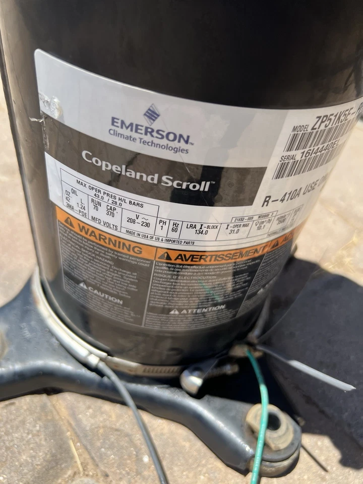COPELAND SCROLL COMPRESSOR model  ZP51K5E - PFV - 830 year 2016 - 220v single ph - Image 2 of 4