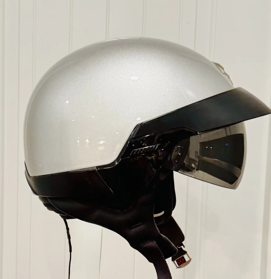 XL SCORPION EXO 100 Plateado Casco de Motocicleta Cara Abierta Media Carcasa DOT Visera y Micrófono Foto 4 de 4