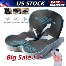 Memory Foam Seat Cushion Wlumbar Support Pillow For Back Sciatica Pain Relief