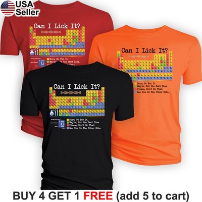 Can I Lick It Periodic Table T-Shirt Chemistry Teacher Student Science BSY01