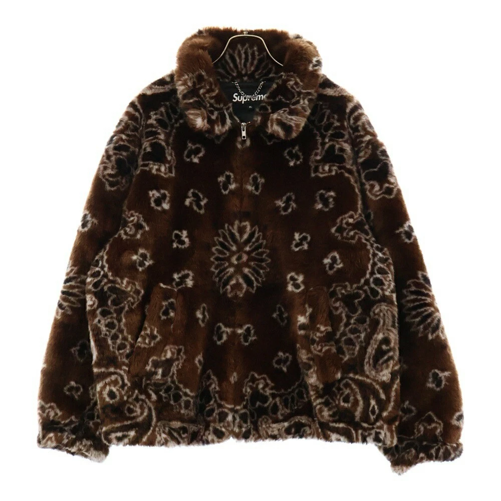 Veste fausse fourrure bandana marron/noir Supreme taille M 21Ss FkQ42