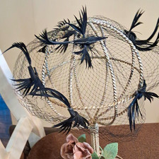Women&rsquo;s Black Feather Mesh Fascinator Headpiece, One Size Solid Classic