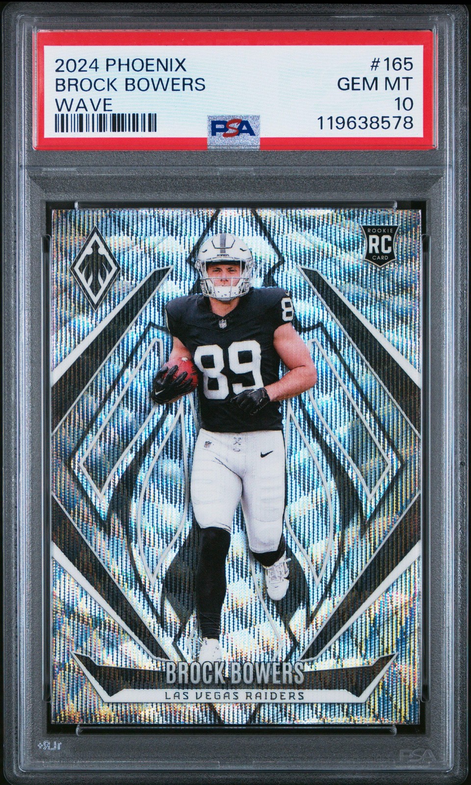 Graded 2024 Panini Phoenix Brock Bowers #165 Wave Rookie RC Football Card PSA 10
