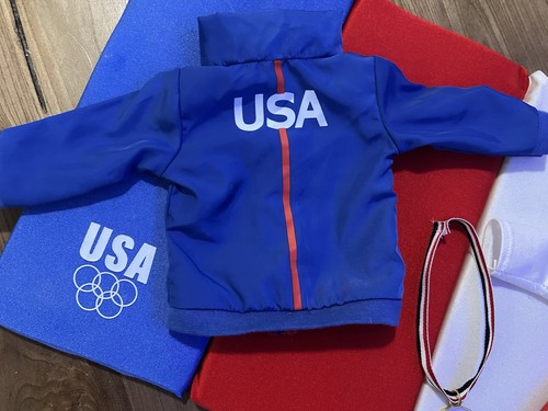 "Muñeca de gimnasia de 18"" Leotardo medalla de oro alfombra roja blanca azul" - Imagen 5 de 9