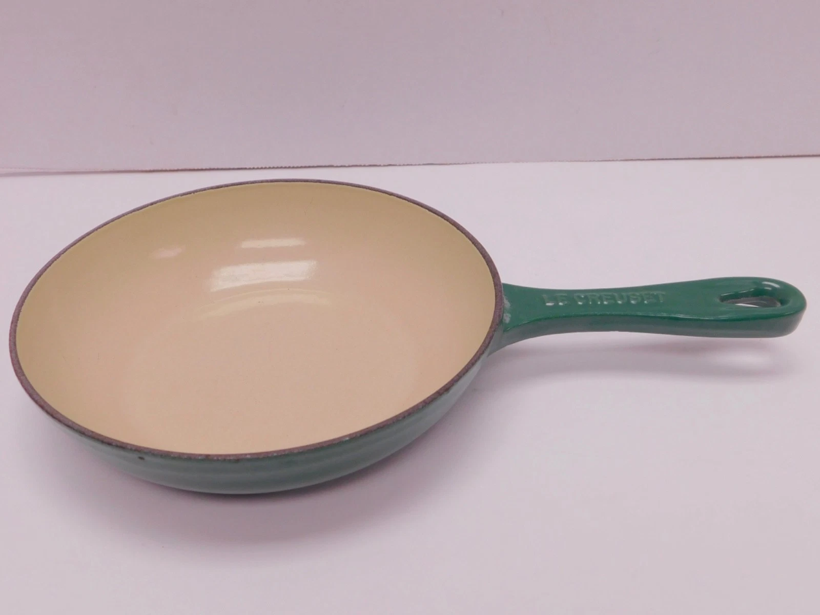 Vintage Le Creuset Small 6 1/2" Skillet Green Enameled Cast Iron