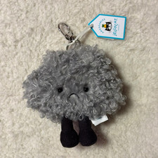Jellycat Storm Cloud Plush Bag Charm Dark Gray Soft Cute Keychain Gift NWT