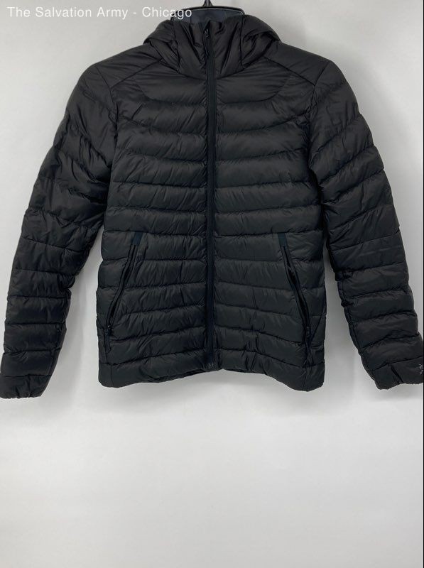 Arc'teryx Womens Black Pockets Long Sleeve Hooded Puffer Jacket Size Small