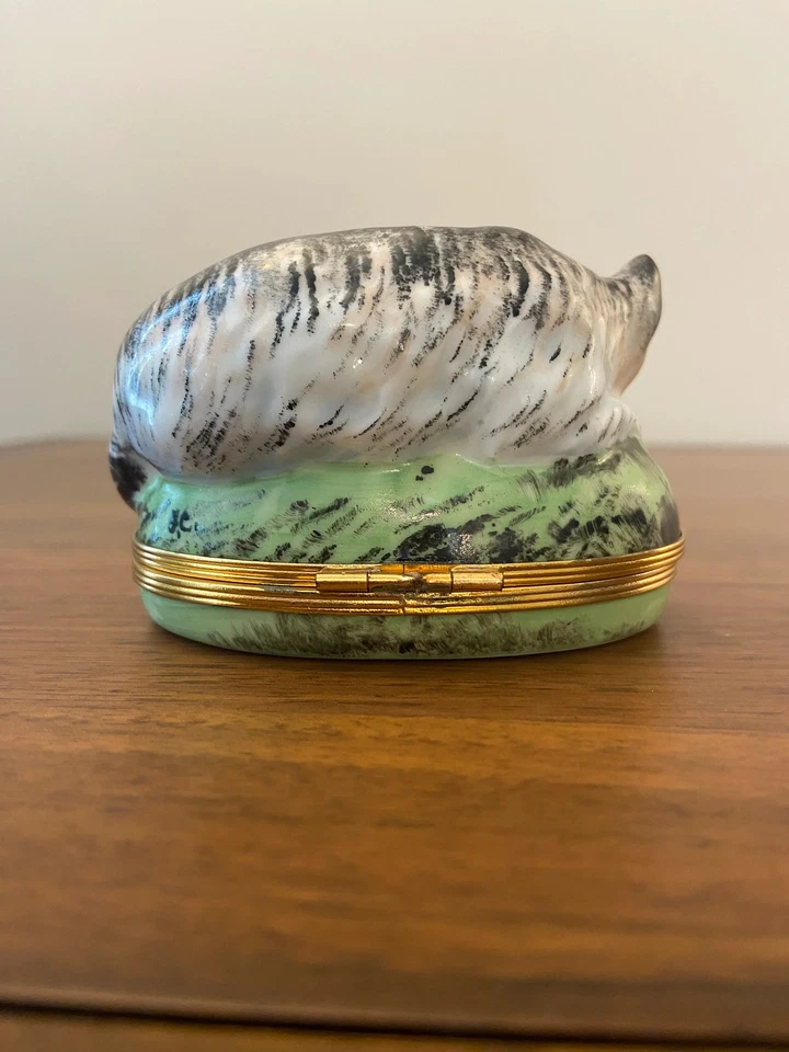 Caja baratija porcelana gato Limoges Piotet Chamart Foto 3 de 4