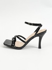 Sandali tacco alto donna tacco quadrato tacco alto con fibbia bianco/nero