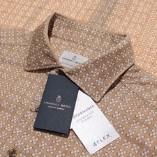 Emanuel Berg NWT Byron Casual Button Down Shirt Size 42 16.5 L Modern in Beige
