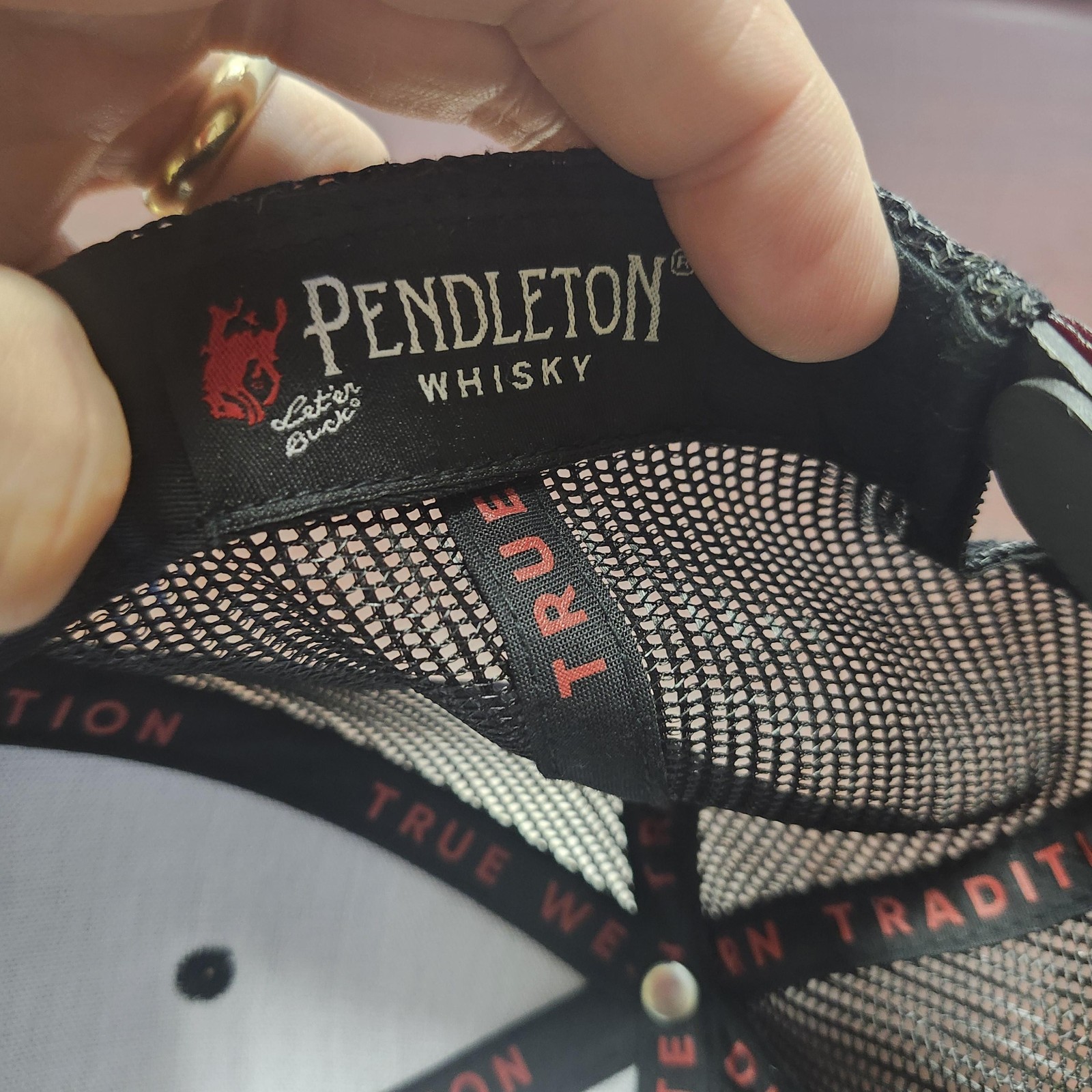 Pendleton Whisky Hat Cap Snap Back Black Mesh Tru… - image 7