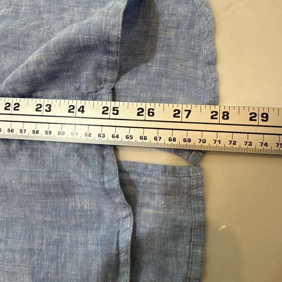 Top de lino para mujer INC International Concepts 8 azul sin mangas botón delantero Foto 4 de 4