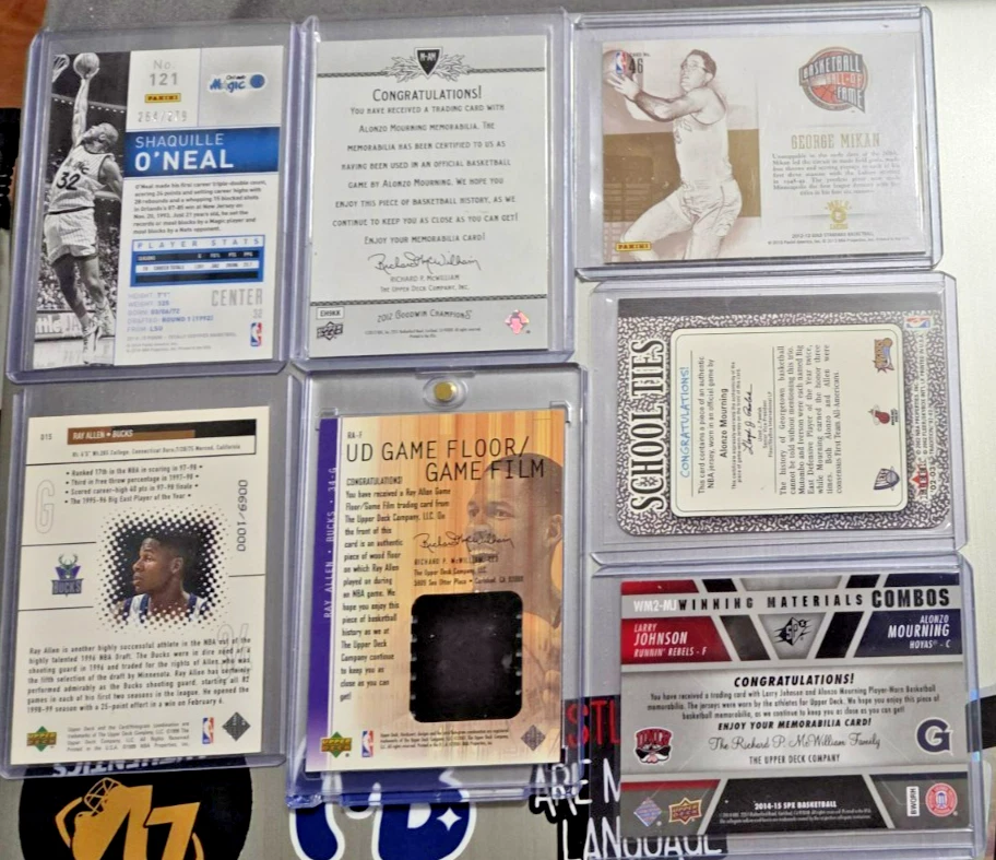 SHAQ-MOURNING-RAY ALLEN-MIKAN-L. JOHNSON 7 Card NBA Lot (#'d/Memorabilia) - Image 2 of 4