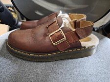 Dr. Martens Jorge II Shearling Lined Brown Slingback Mules Men 8, Women 9 EUC