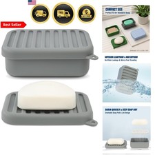 Silicone Travel Soap Case Leak-Proof with Drainage Lid Compact Soap Holder