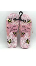 Juncture Bee-Lieve In Yourself Flip Flops Thong Beach Sandals Womens Size S 5/6