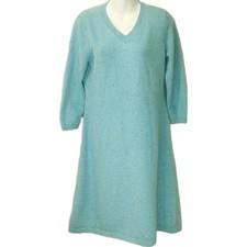 Talbots Sweater Dress Medium Blue Green Confetti Knit Pullover Knee Length Y2K