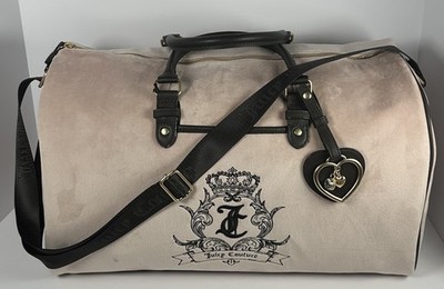 Juicy Couture Weekender Duffel Bag Dusty Blush Velvet Travel Tote Heart Charm