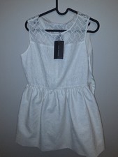 Zara Woman White Lace Fit & Flare Dress Sleeveless Size L New With Tags