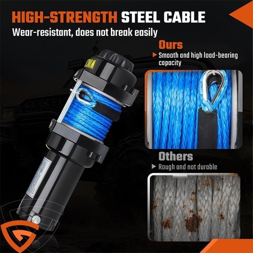 4500LBS Winch ATV UTV 12V Electric Off Road Steel Cable w/ 4-way Roller Remote - Picture 10 of 11