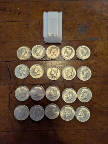 (20) pc Roll 1964 SILVER Kennedy Half Dollars  Choice BU all Coins are .900 Fine