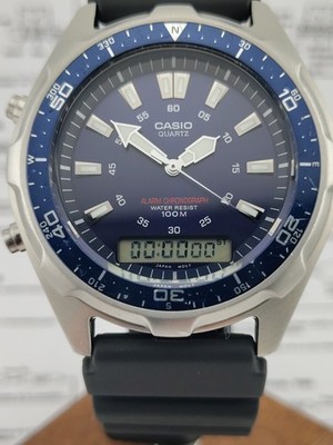 Casio AMW-320D Vintage Ana-Digi Blue Model 100M Module 1374 New Crystal