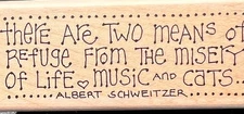 Paula Best TWO Means Of REFUGE FOR LIFE  Music And CATS  Rubber Stamp Quote Wood
