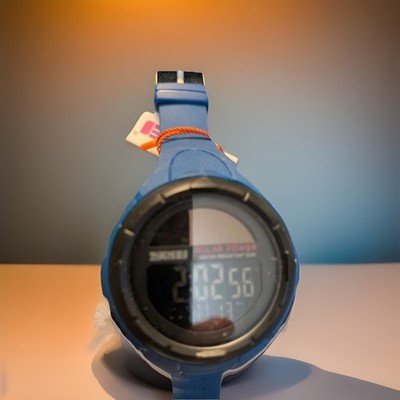 SKMEI  Men s Solar Sport Watch Digital Waterproof 50M Blue Luminous  New W/tag