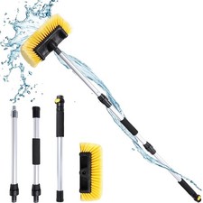 54" Car Wash Brush with Long Handle Water Flow-Thru Hose Attachment