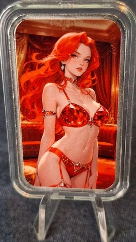 Bullion Baddies 1 oz silver bar "Ruby Rudy" Nice Version W /COA