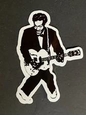 Chuck Berry Sticker B&W Iconic MO 50s Rock n Roll Johnny Go for Laptops New!