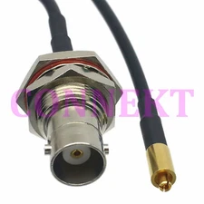 BNC female nut to Mc-Card male straight crimp RG174 cable jumper pigtail 15cm