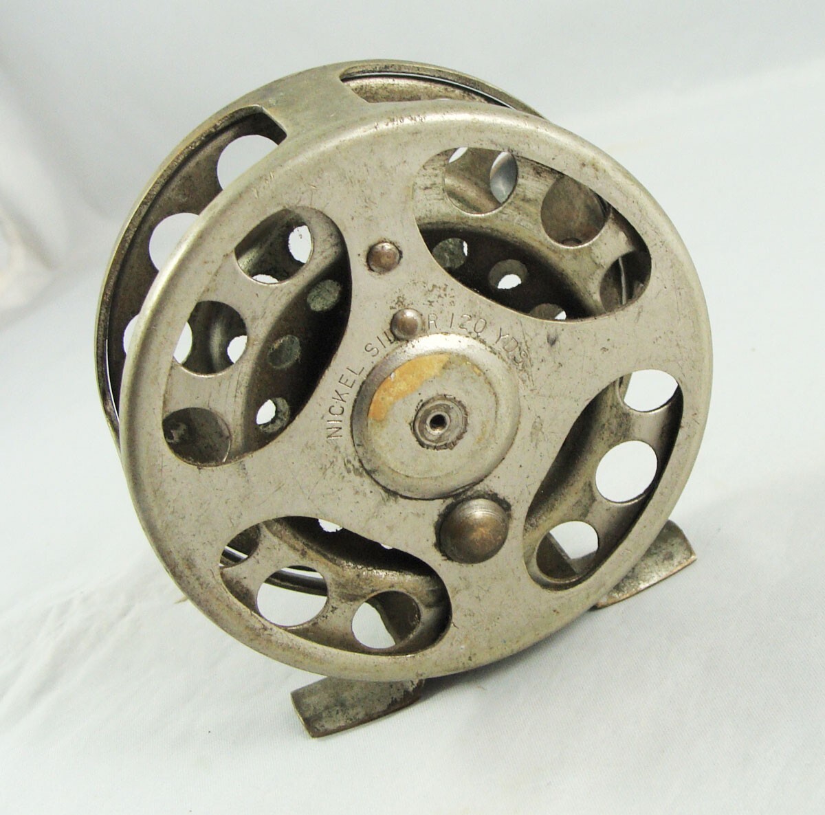 Old Vintage SINGLE ACTION FLY REEL Nickel Silver 120 yds