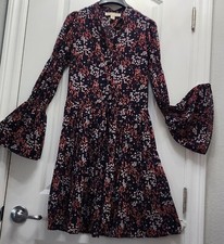 Women's Michael Kors Floral Georgette Shirt Dress Long Sleeve Size XXS
