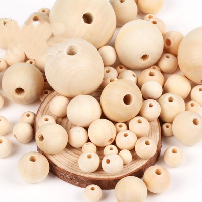 Wooden Spacer Round Bead Big Hole Balls Beads Jewelry Making 4mm-50mm  1-1000Pcs